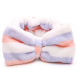 多多洛 洗脸发带女化妆头带面膜束发带绒布可爱鹿角猫耳朵卖萌发带发箍洗脸敷面膜卸妆束发合集 1#紫粉色条纹-A015