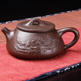 茗客 茶壶紫砂功夫家用宜兴紫泥仿古单壶西施石瓢 荷花紫砂茶壶