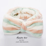 多多洛 洗脸发带女化妆头带面膜束发带绒布可爱鹿角猫耳朵卖萌发带发箍洗脸敷面膜卸妆束发合集 2#粉绿白条纹-A015