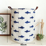 乐福然 脏衣篮玩具收纳桶可折叠棉麻布艺洗衣服收纳筐脏衣篓篮子防水 小鱼