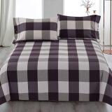 黄河口老粗布床单纯棉 家纺粗布床单纯棉全棉格子被单纯棉床单老粗布床单单件 方格紫色 200X230cm适合1.5米床