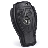 奔驰钥匙包C级GLE320GLS400 GLA C200L GLC260LS级B级汽车钥匙套包扣真皮 单独买钥匙包（三键黑色）