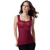 蕾丝抹胸收腰收腹美体保暖背心 秋冬加绒加厚款打底内衣 红色 XXL（95-115斤）