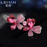 雷嫚时尚发饰 韩版蝴蝶水钻发夹发卡刘海边夹发前夹顶夹头饰MB176 玫红色(配送礼盒)