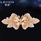 雷嫚品牌成人发夹韩版发饰甜美蝴蝶结发卡中号弹簧夹卡子头饰 香槟色（配送礼盒）