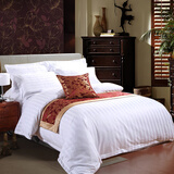 优曼达（YOUMANDA）全棉贡缎酒店60S宾馆民宿客栈美容院纯棉白色1.8米四件套床上用品 40S加密缎条 1.5米/1.8米床用 被套200*230cm