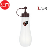 日本进口挤压油壶尖嘴油瓶塑料调味壶防漏密封控油壶厨房长嘴分装油壶醋壶酱油壶料酒壶麻油香油壶 大号棕色/带帽款