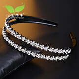 芭根草发箍韩国简约镶钻仿水晶发卡双层齿头箍防滑女士发夹洗脸头饰发饰 月光白