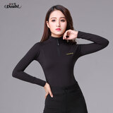 丹宝罗（Doubl） 丹宝罗修身拉丁舞服跳舞衣服女高领摩登舞蹈服装长袖练功服拉链 女 拉链（罗马棉 字母标）黑色 2XL