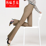 韩依索丝高腰微喇叭裤女显瘦女士休闲裤2025春夏新款百搭修身弹力女装裤子 卡其微喇-春款长裤 M （建议94至104斤）