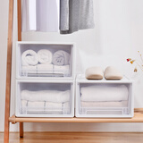 百露收纳箱抽屉式衣服透明整理箱家用衣物储物柜子衣柜塑料内衣收纳盒 中号组合柜单个