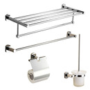 科鲁迪cloodi卫浴五金挂件4件套 浴巾架 单毛巾杆 手纸架 置物架 马桶刷