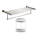 科鲁迪cloodi浴巾架套装 浴巾架 置物架 双层角篮 双层化妆品架W1500-2B