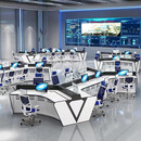 贝利诺科技感控制台多人监控操作台指挥中心调度台烤漆办公桌Y型员工位 六人位不含椅 带主机柜体