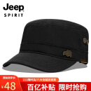 吉普（JEEP）帽子男士棒球帽夏季百搭鸭舌帽平顶太阳帽青中老遮阳帽A0077 黑色