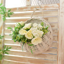 可之源壁挂假花挂墙装饰小清新墙面上挂件仿真塑料花篮客厅墙壁室内干花 花篮+玛利亚玫瑰白 大
