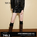 MO&Co.2023秋新品解构黑色素皮小开叉A字高腰短裤裙裤MBC3SOT008 黑色 L/170