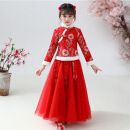 欧育女童汉服冬季儿童拜年服加绒裙子古装中国风女孩B1345红色130码