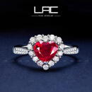 LAC高级珠宝 鸽血红宝石戒指女18k金心形镶嵌钻石彩宝礼物 0.55克拉 鸽血红/现货