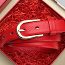 鳄鱼恤跨年礼物本命年腰带时尚真皮女士针扣皮带生日红色送女友