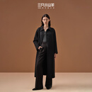 三只小山羊2024秋冬新品 【韶华】100%纯羊绒大衣女士超长款大衣 石墨灰 M
