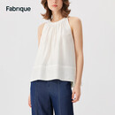 FabriqueBASIC荷叶边插肩无袖上衣2023夏季新款休闲百搭打底衫 白色 XS