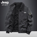 JEEP SPIRIT棉衣男士保暖加绒加厚冬季棉服牛仔外套时尚百搭多口袋大码棉袄 深灰色 3XL