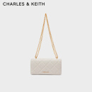 CHARLES&KEITH质感菱格链条小方钱包女包包女包520情人节礼物女CK6-10680924 Cream奶白色 XS