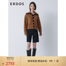 ERDOS 冬季撞色摩登时尚减龄浮雕包铜金属扣双畦女开衫羊绒衫 焦糖 165/88A/L