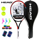 海德（HEAD）网球拍 PRO全能 全碳素球拍男女进阶 黑红 已穿线 含网球护腕手胶