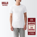 无印良品（MUJI）男式 无侧缝天竺编织圆领T恤 2件装 FA00CC3S 短袖打底衫 白色 L