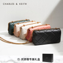 【生日礼物】CHARLES＆KEITH初秋CK6-10680924包包女包油画菱格钱包 Black黑色 XS