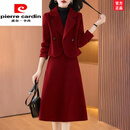 皮尔卡丹（pierre cardin）喜婆婆婚宴平时可穿高贵2025新款妈妈年轻参加婚礼服两件套装时尚 红色 L 【适合106-115斤】