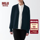 无印良品 MUJI 女式 美利奴羊毛中针距V领开衫针织毛衣秋冬款女装上衣外套 黑色 L (165/88A)