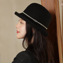 蒂尔堡礼帽子女秋冬季明星同款法式羊毛呢毡帽时尚百搭盆帽女士渔夫帽 臻选生日礼物礼盒装】黑色 M(56-58cm)