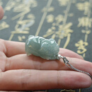 拾吟 翡翠淡绿玉猪吊坠玉坠男女项链 发财猪十二生肖立体猪挂件玉石挂坠