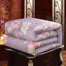 蚕丝被桑蚕丝被子冬天加厚保暖单人双人宿舍被芯春秋被子 蚕丝被牡丹花卉 紫 180*200CM8斤双人被子