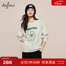 伊芙丽（eifini）伊芙丽花朵立体绣花肌理加绒圆领卫衣女2023冬装新款休闲百搭外套 夹花灰 165/88A/L