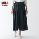 无印良品（MUJI）女式 双层编织 裙裤 裤子 长裤 休闲裤 BEH34A3S 黑色 L