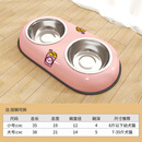 柒哦狗碗狗盆猫碗猫食盆狗狗饭盆防打翻双碗喝水一体中小型犬宠物用品 粉色爆米花-双盆 小号(适合0-6斤幼犬猫)