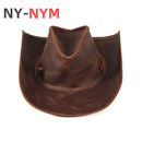NY-NYM男士真牛皮帽西部牛仔帽新款个性欧美风复古遮阳骑士帽 3040棕色