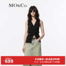 MO&Co.2024夏新品含醋酸V领修身针织马甲背心针织开衫MBD2CART56 黑色 M/165