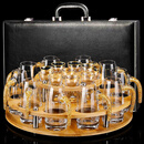 VETROAMANO中式金箔白酒杯高档酒杯分酒器套装礼盒10壶10杯小酒杯一口烈酒杯 金箔10壶10杯+圆杯架+黑皮箱