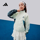 adidas休闲立领棉服外套男女大童儿童春季新款阿迪达斯官方轻运动 亚麻绿     164