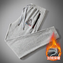 乐卡克（Le coq sportif）法国大公鸡运动休闲裤春秋冬季新款时尚百搭抽绳束脚华夫格卫裤子 浅灰加绒束脚红蓝三角黑小 XL建议140-160斤