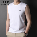 吉普（JEEP）纯棉背心男夏季圆领无袖.t.恤男士外穿弹力打底衫上衣 白色 XL 
