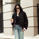 MO&Co.棉服外套新中式盘扣高含醋酸轻薄夹棉 黑色 S 160