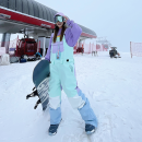 雪怡派22季新款单板背带滑雪裤防水撞色耐磨滑雪服男女滑雪装备 男女同款-薄荷绿 L