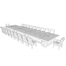 麦森maisen会议桌长方形商务洽谈桌椅组合 含30把椅子 胡桃色 9000*2200MM
