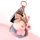 米勒斯可爱小兔子生肖钥匙链挂件毛绒玩偶钥匙扣女毕业生日礼物送儿童 粉蓝色